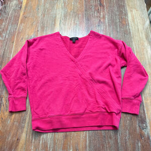 J.Crew Pink Wrap V-Neck Sweatshirt XS Womens Soft Cozy